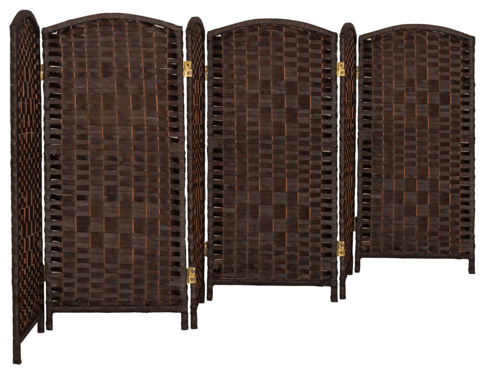 3 ft. Short Diamond Weave Fiber Room Divider Dark Mocha 6 Panel