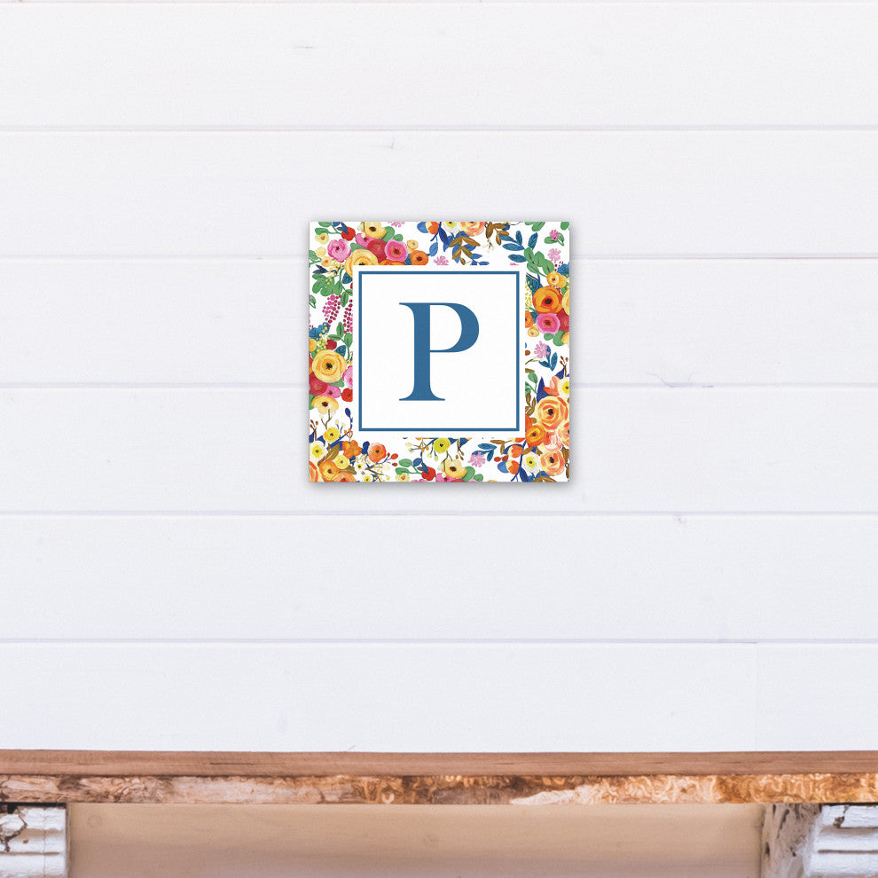 Wildflower Monogram - P 12x12 Canvas Wall Art