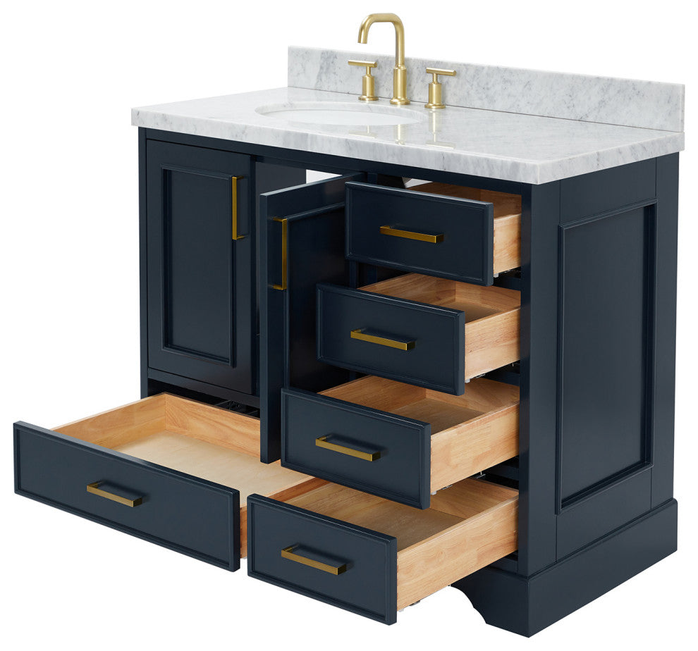 Ariel Stafford 43" Single Left Offset Oval Sink Bathroom Vanity