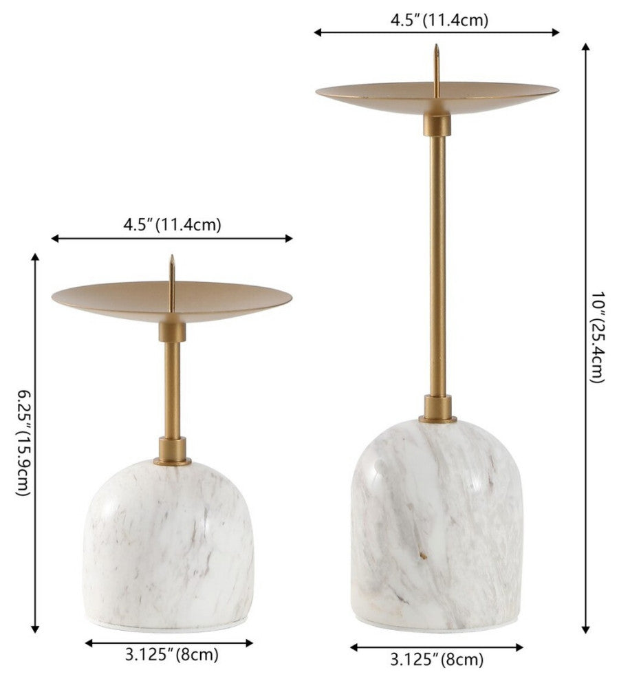 Safavieh Hara Candle Holder, Set of 2, White/Gold