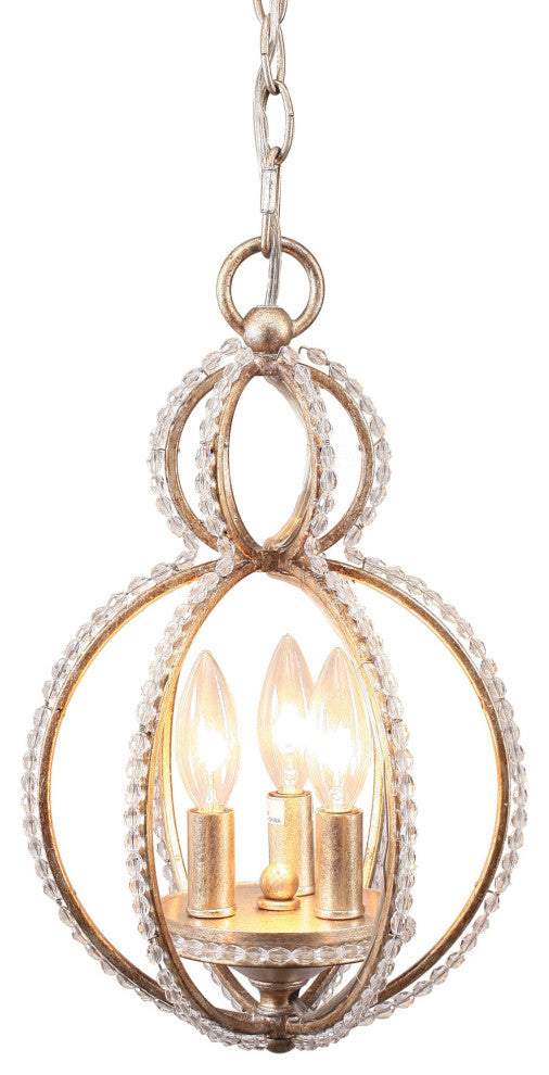 Crystorama Lighting Group 6760 Garland 3 Light 10"W Crystal Mini - Distressed