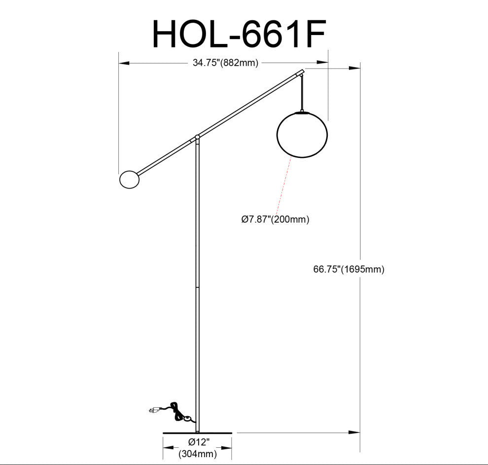 Holly Transitional 1 Light Matte Black White Metal Floor Lamp