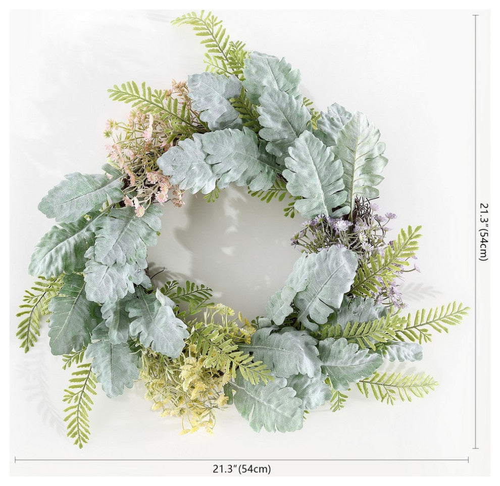 Safavieh Faux 21" Chrysanthemum and Dusty Miller Wreath