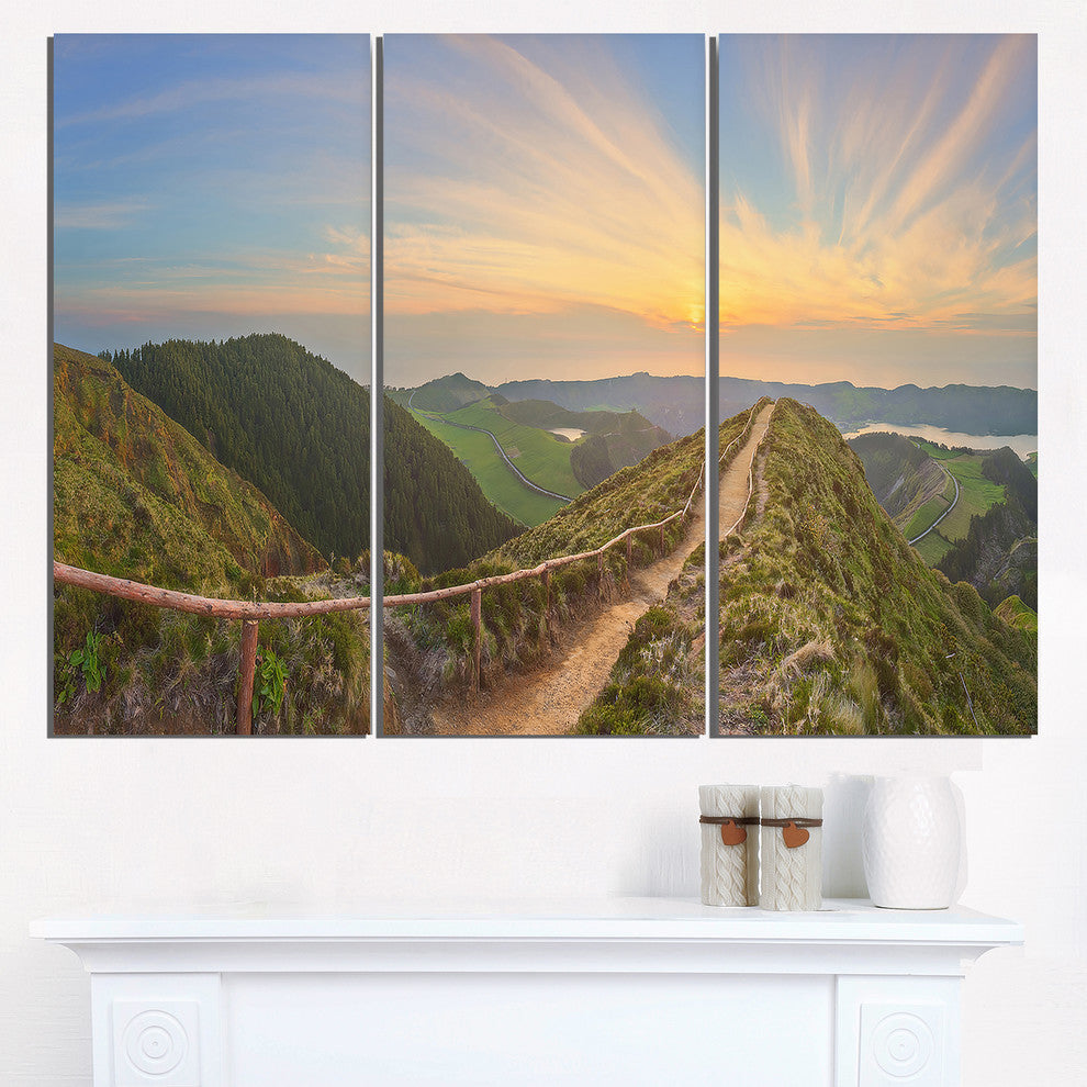 "Hiking Trail and Beautiful Lakes" Metal Wall Art, 3 Panels, 36"x28"