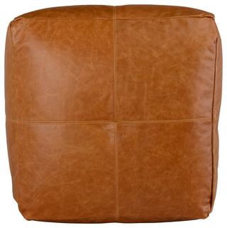 Cheyenne Genuine Leather 24" Square Brown Pouf by Kosas Home