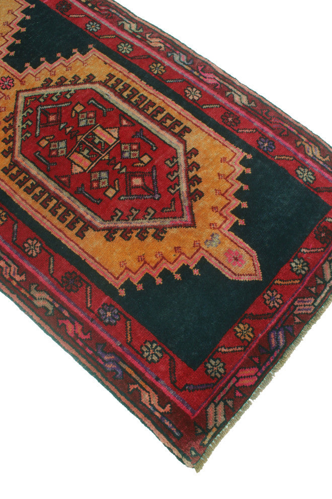 Fine Vintage Distressed Pegah Charcoal/Red Runner, 3'4x10'10