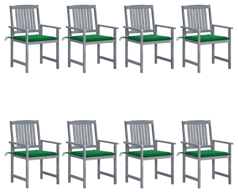 Vidaxl Garden Chairs With Cushions, Set of 8, Solid Acacia Wood Gray
