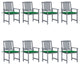 Vidaxl Garden Chairs With Cushions, Set of 8, Solid Acacia Wood Gray
