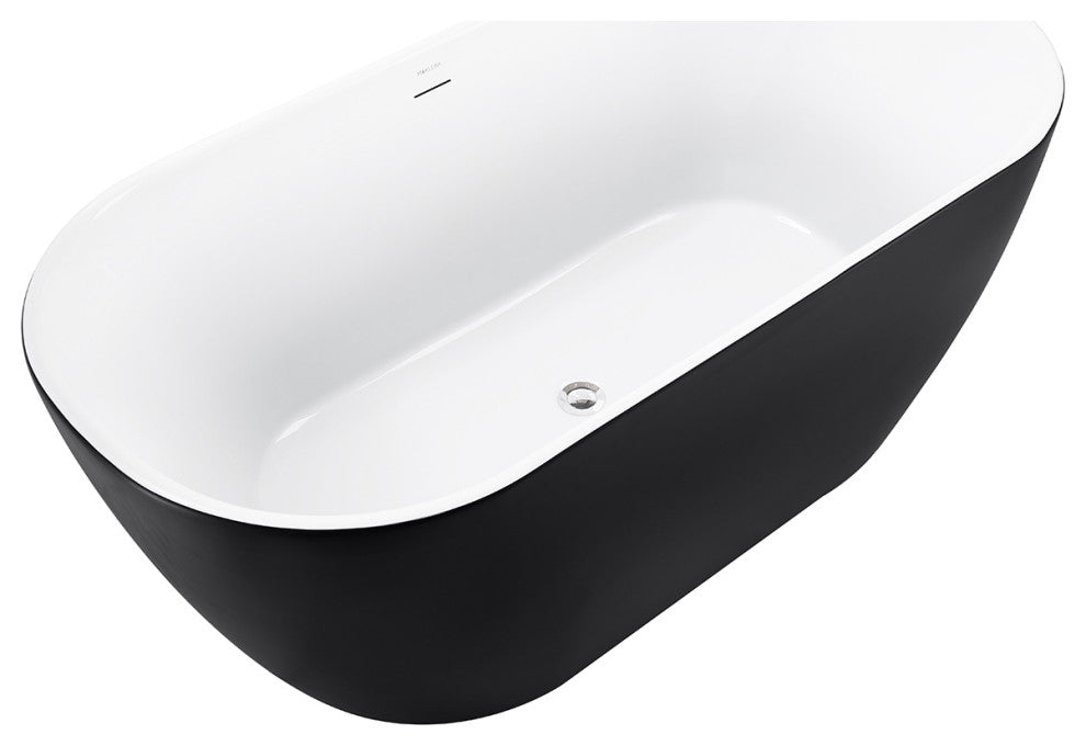 59" Chrome glossy Acrylic Oval Freestanding Non-Whirlpool Soaking Bathtub
