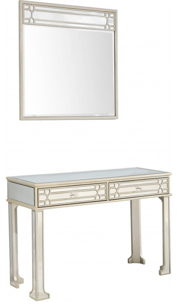 Champagne Finish Mirror and Console Table