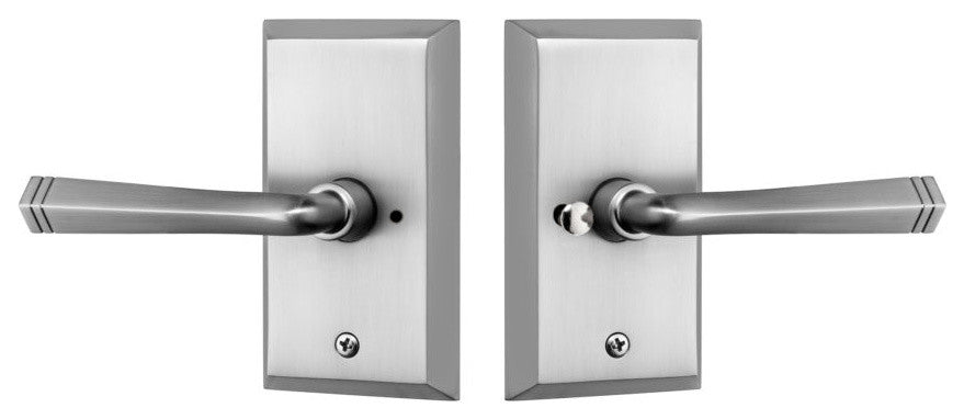Premium Aqua Solid Brass Privacy Set With Quattro Lever, Brushed Nickel