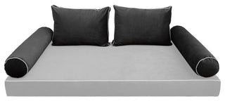 STYLE V1 Full Velvet ContrastPipe Indoor Daybed Bolster Pillow |COVER ONLY|AD350