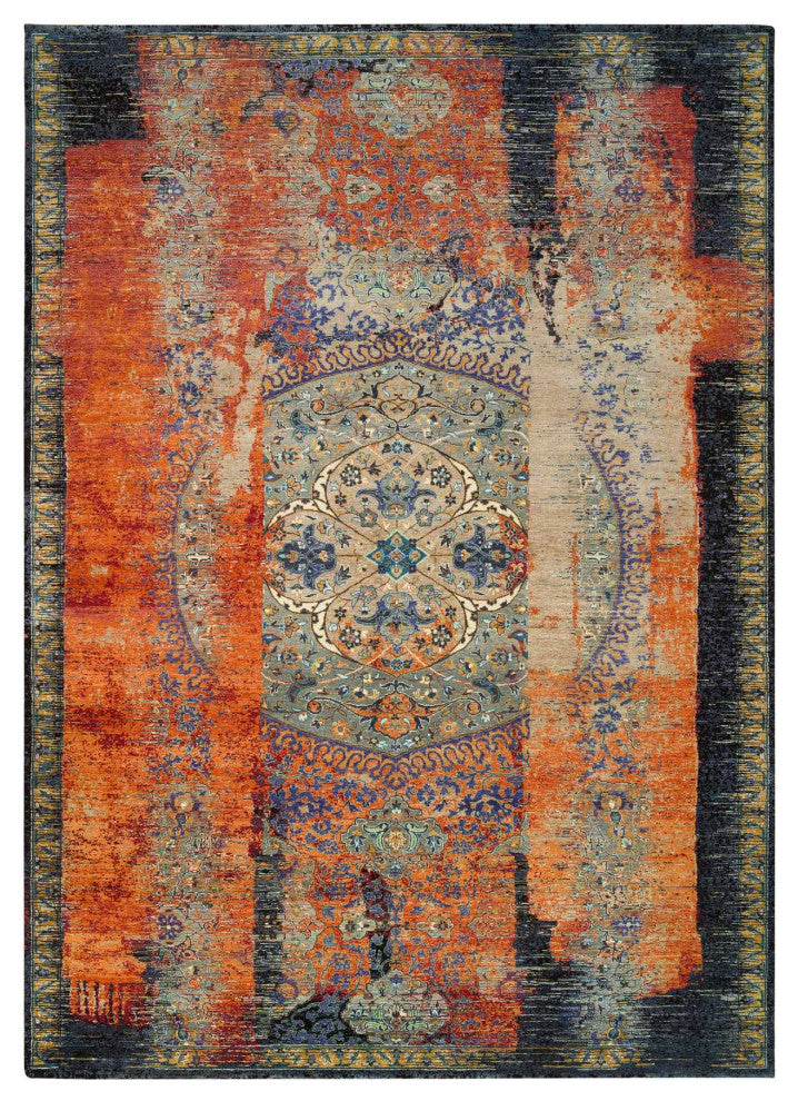 Rust Red Ancient Ottoman Erased Design Hand Knotted Wool Rug, 10'2"x14'3"