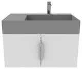 CastelloUSA Amazon 30" Right Wall Mounted Bathroom Vanity Set, White, Gray Top, Brushed Nickel
