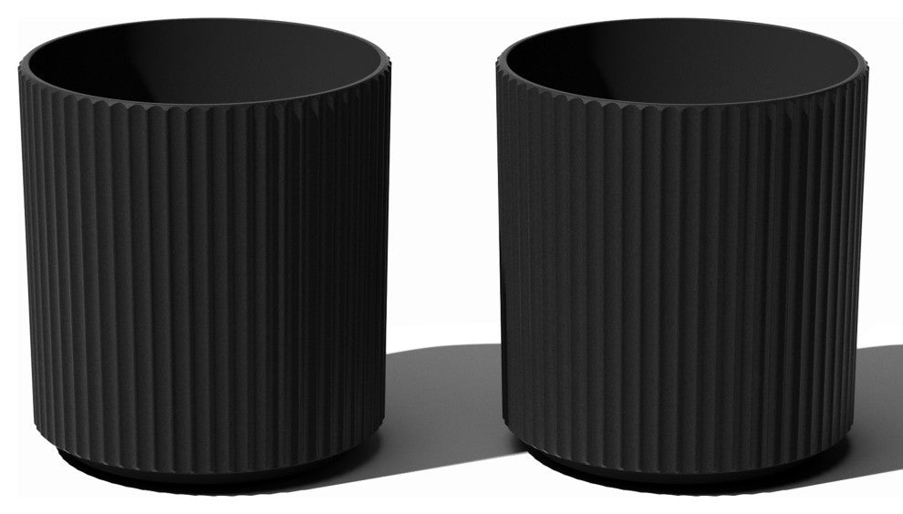 Veradek Demi Series Planter, Black, 16", 2 Pack