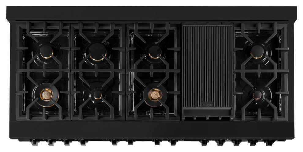 ZLINE Freestanding Range in Black Stainless Steel with Brass Burners (RAB-60)