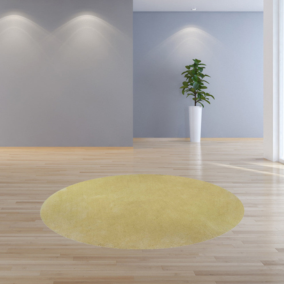 HomeRoots 8' Canary Yellow Hand Woven Round Indoor Shag Area Rug