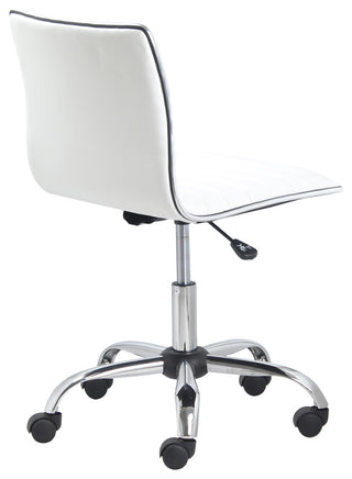 Filipe Low-Back Armless Office Chair, White and Chrome