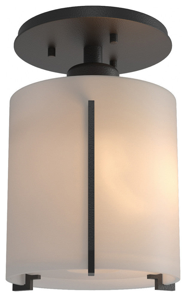 Exos Round Semi-Flush, Black Finish, Opal Glass