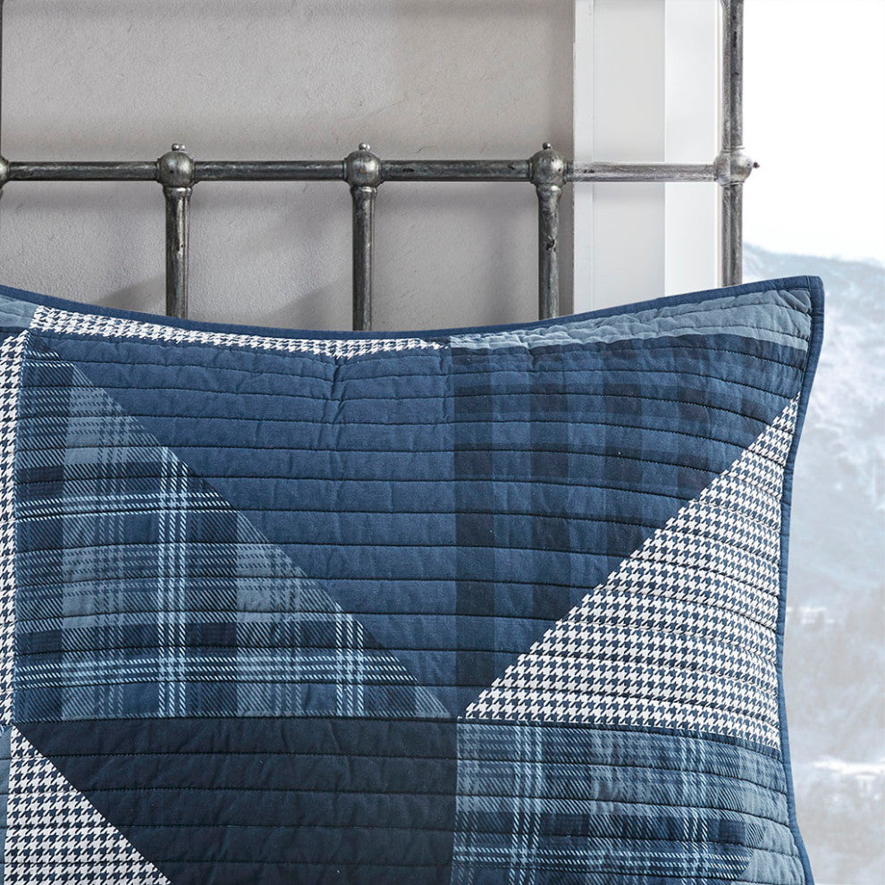 Woolrich Olsen Olsen 3 Piece Oversized Cotton Quilt Set, Blue