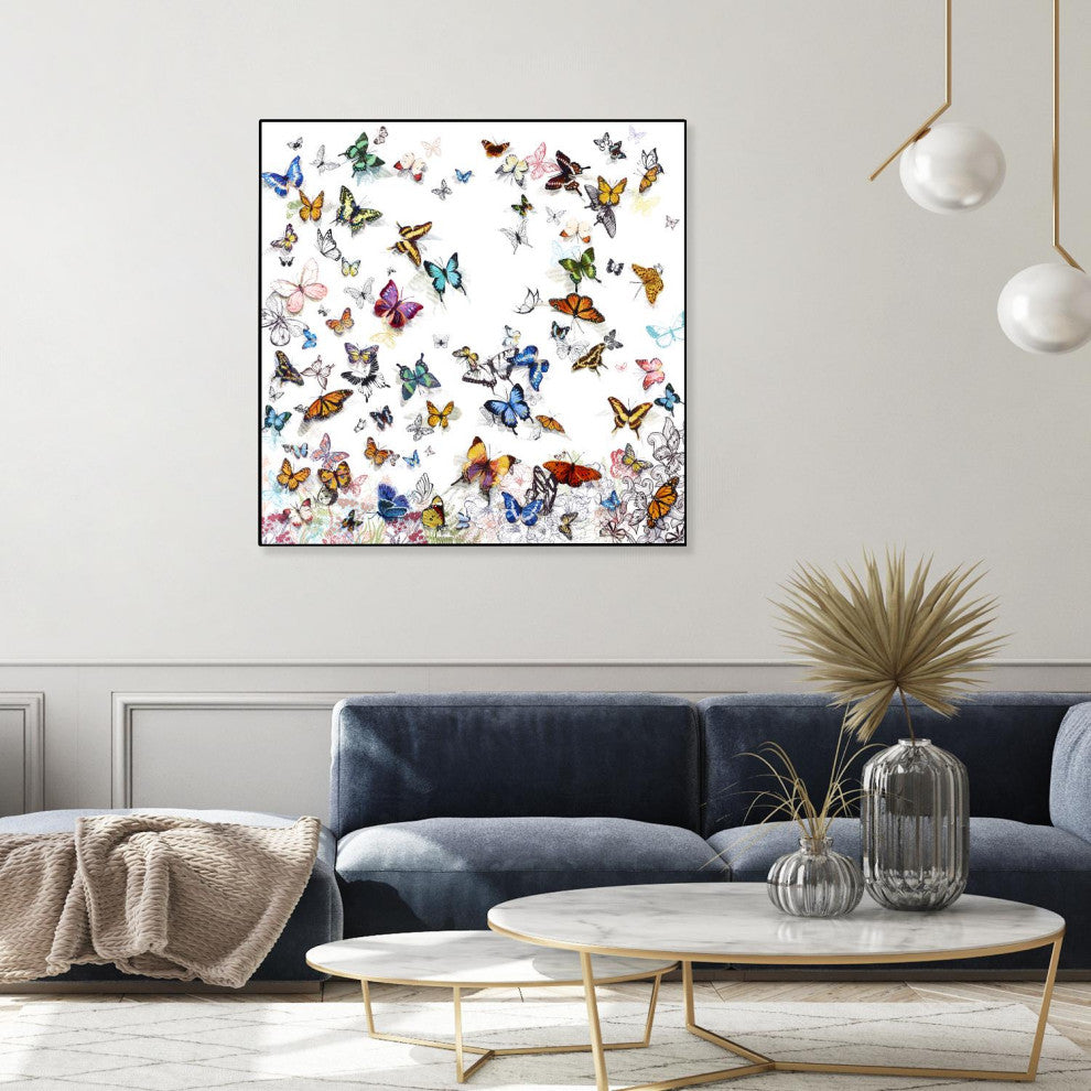 "Papillon" Framed Canvas by Giant Art 30"x30"
