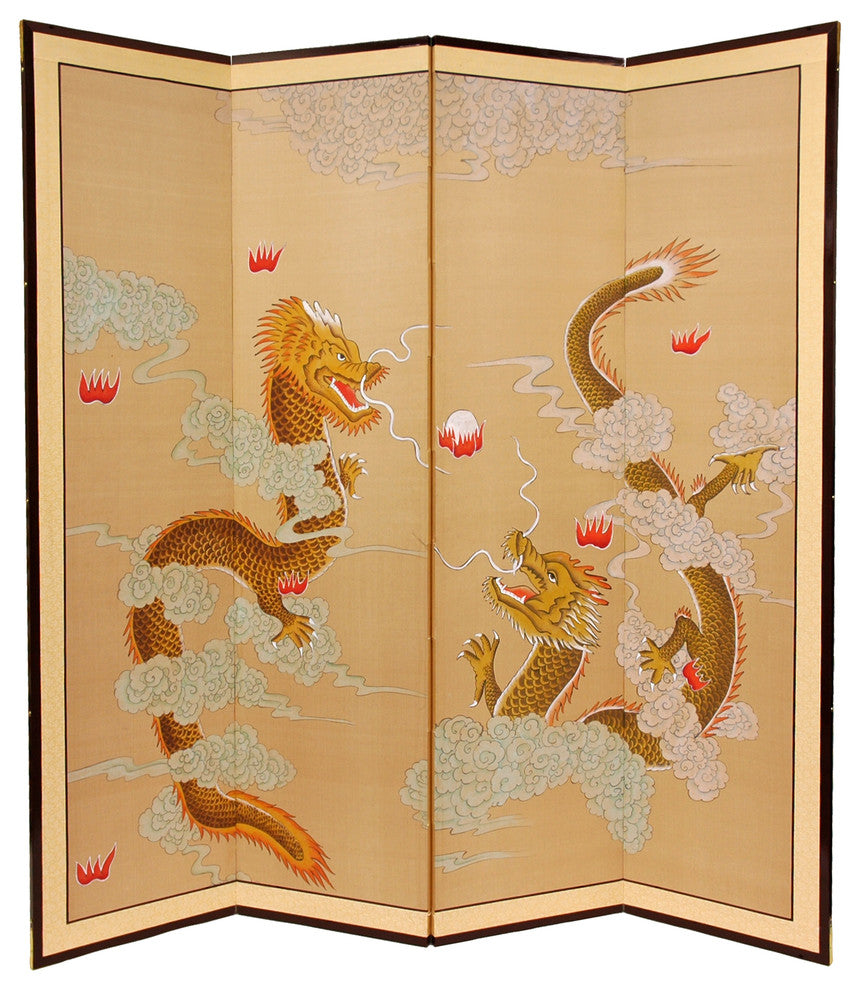 6' Tall Dragons Playing Room Divider