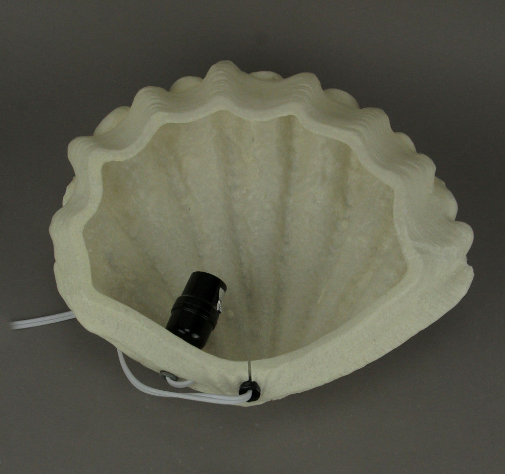 White Sandstone Finish Clam Shell Coastal Art Accent Lamp