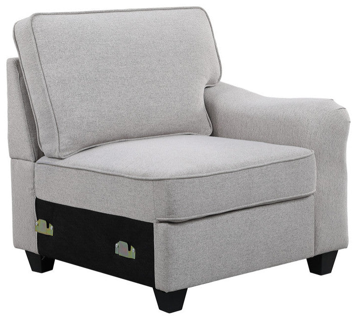 Leo Light Gray Linen 7Pc Modular L-Shape Sectional Chaise, Ottoman, 89121-14