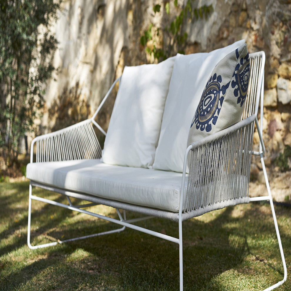 OASIQ SANDUR Sofa, Rope: Terra Cotta, Cushions: Brick, Frame: White