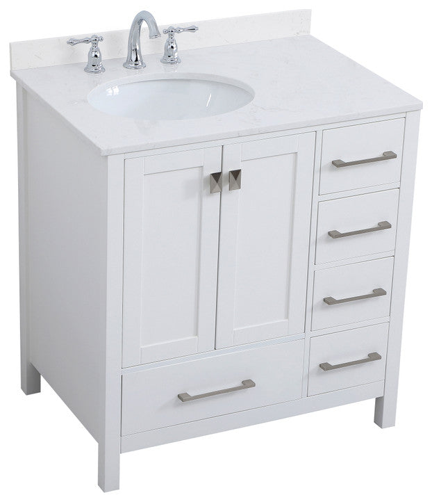 Iris 32" Single Bathroom Vanity, White With Backsplash