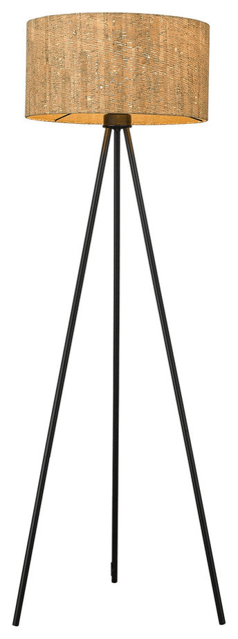 58" Matte Black Tripod Floor Lamp With Shade
