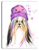 Stylish Puppy with Purple Hat, Animal Canvas Wall Art, 28"x60"