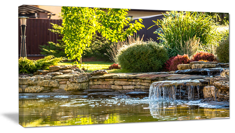 Green Lake and Plants, Landscape Canvas Art Print, 40x20