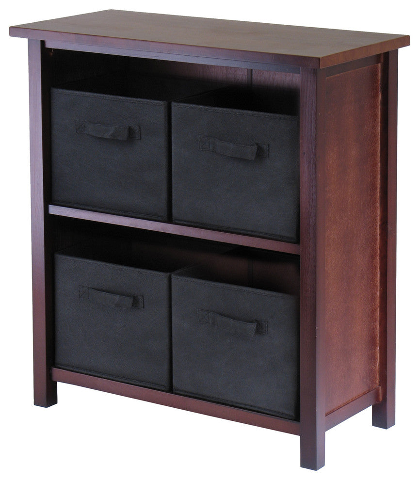Verona 2-Section M Storage Shelf With 4 Foldable Black Fabric Baskets