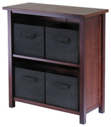 Verona 2-Section M Storage Shelf With 4 Foldable Black Fabric Baskets
