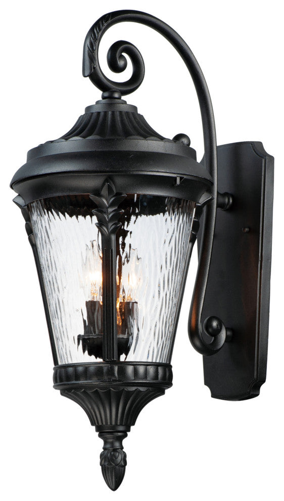 Maxim 3055 Sentry 3 Light 26" Tall Outdoor Wall Sconce - Black / Water Glass