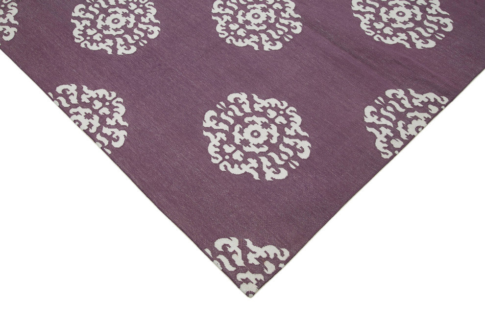 Rug N Carpet - Handmade Wool 9' 1'' x 11' 10'' Flatweave Dhurrie Kilim Rug
