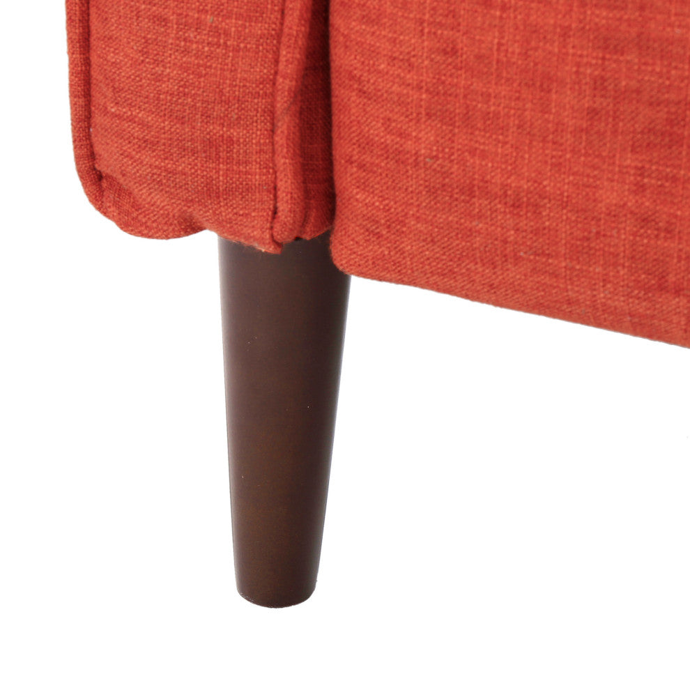 GDF Studio Macedonia Mid-Century Modern Button Tufted Fabric Recliner, Muted Orange Fabric