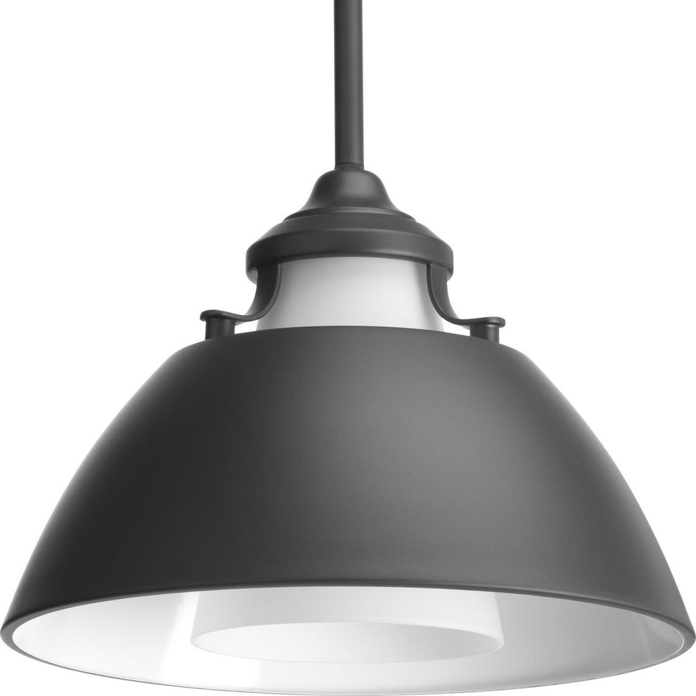 Carbon 1-Light Pendant with Metal Shade, 11"