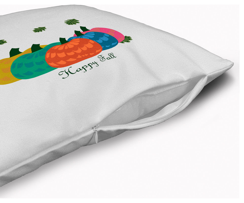 Happy Fall Pumpkins Accent Pillow With Removable Insert, Harvest Orange, 18"x18"