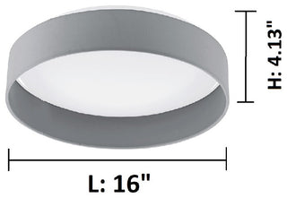 1x18W LED Ceiling Light, White Glass and Black Fabric Shade