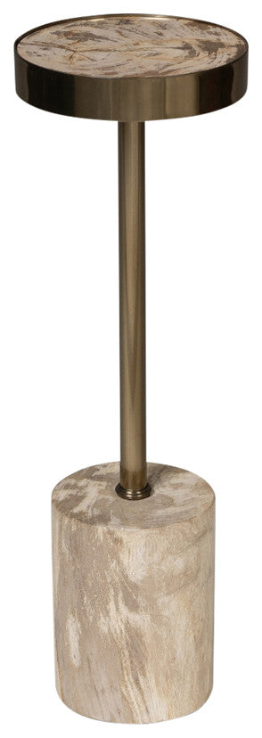 Relique Tabitha Drink Table, Brass  Frame Natural Light Top