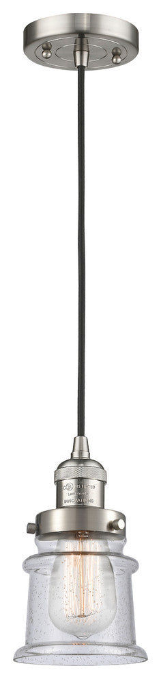Small Canton 1-Light Mini Pendant, Brushed Satin Nickel, Seedy