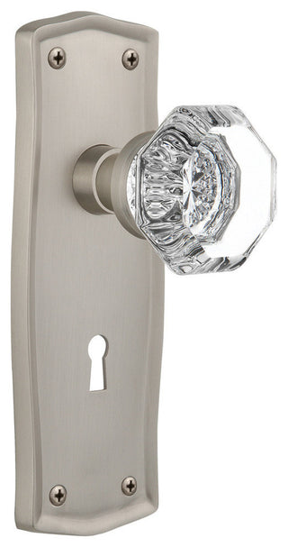 Double Dummy Set With Keyhole, Prairie Plate With Waldorf Knob, Satin Nickel