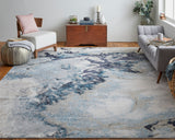 Oria Industrial Abstract Area Rug, Blue/Gray/Ivory, 5'x8'