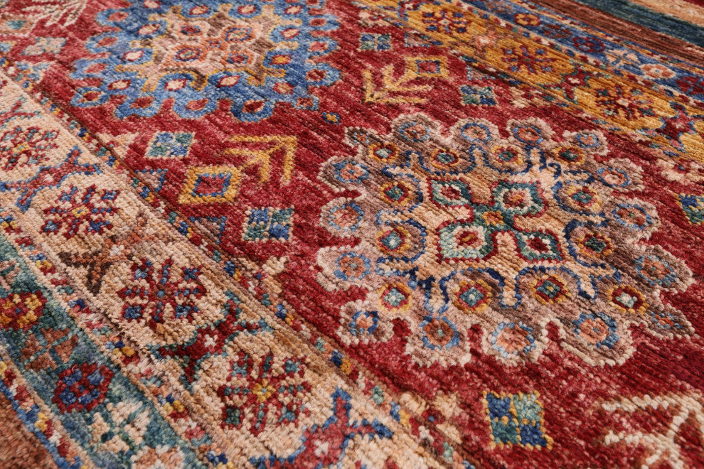 Super Kazak Khorjin Hand Knotted Rug 6' 9" X 9' 11" Q7532