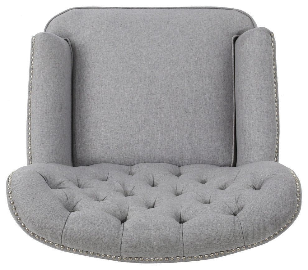 GDF Studio Palermo Tufted Fabric Power Recliner Chair, Light Gray
