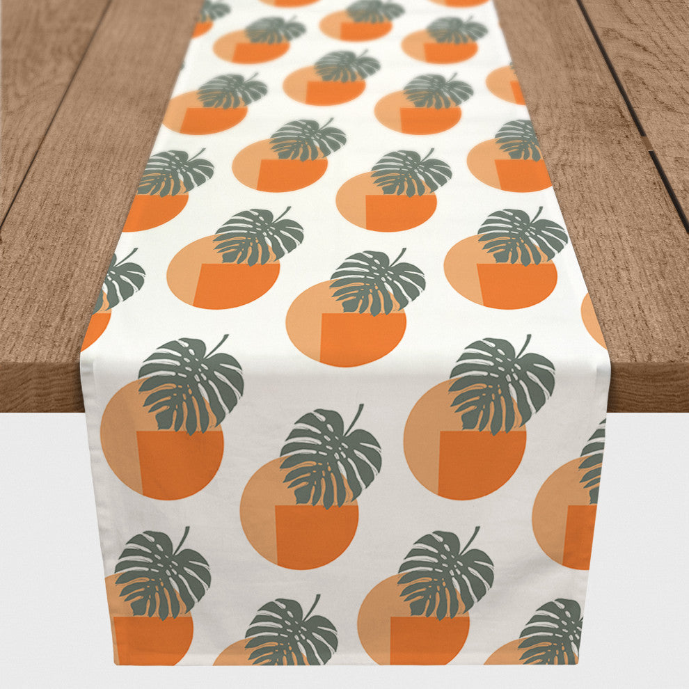 Sun and Palm Leafs 16x90 Cotton Twill Runner