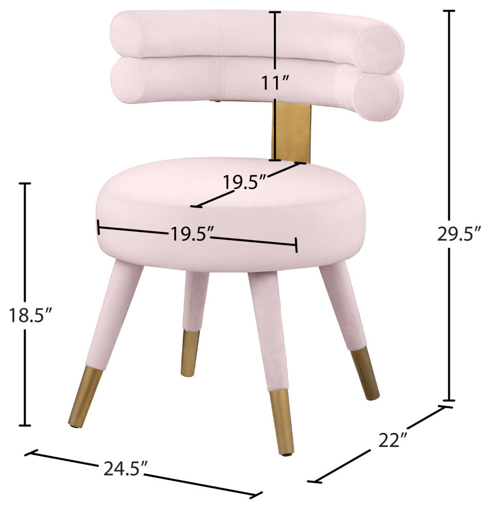 Fitzroy Velvet Upholstered Dining Chair (Set of 2), Pink
