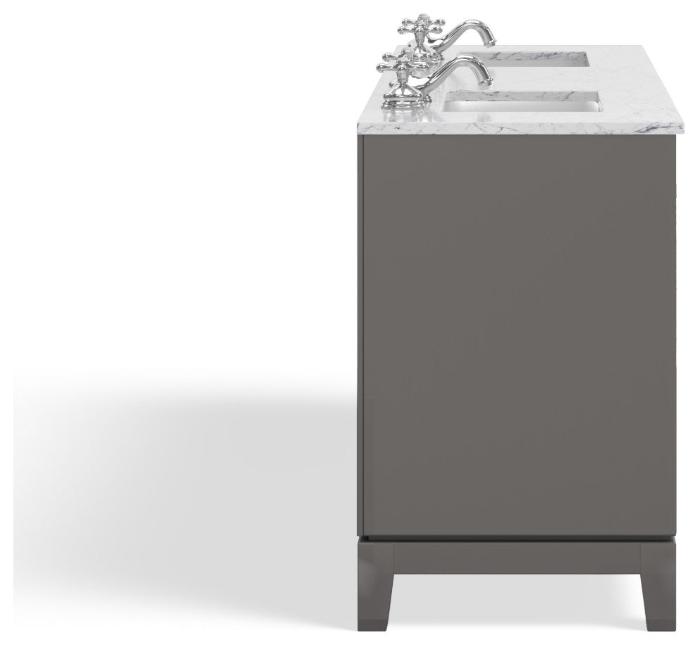 The Ezra Bathroom Vanity, Cashmere Gray, 72", Double Sink, Freestanding